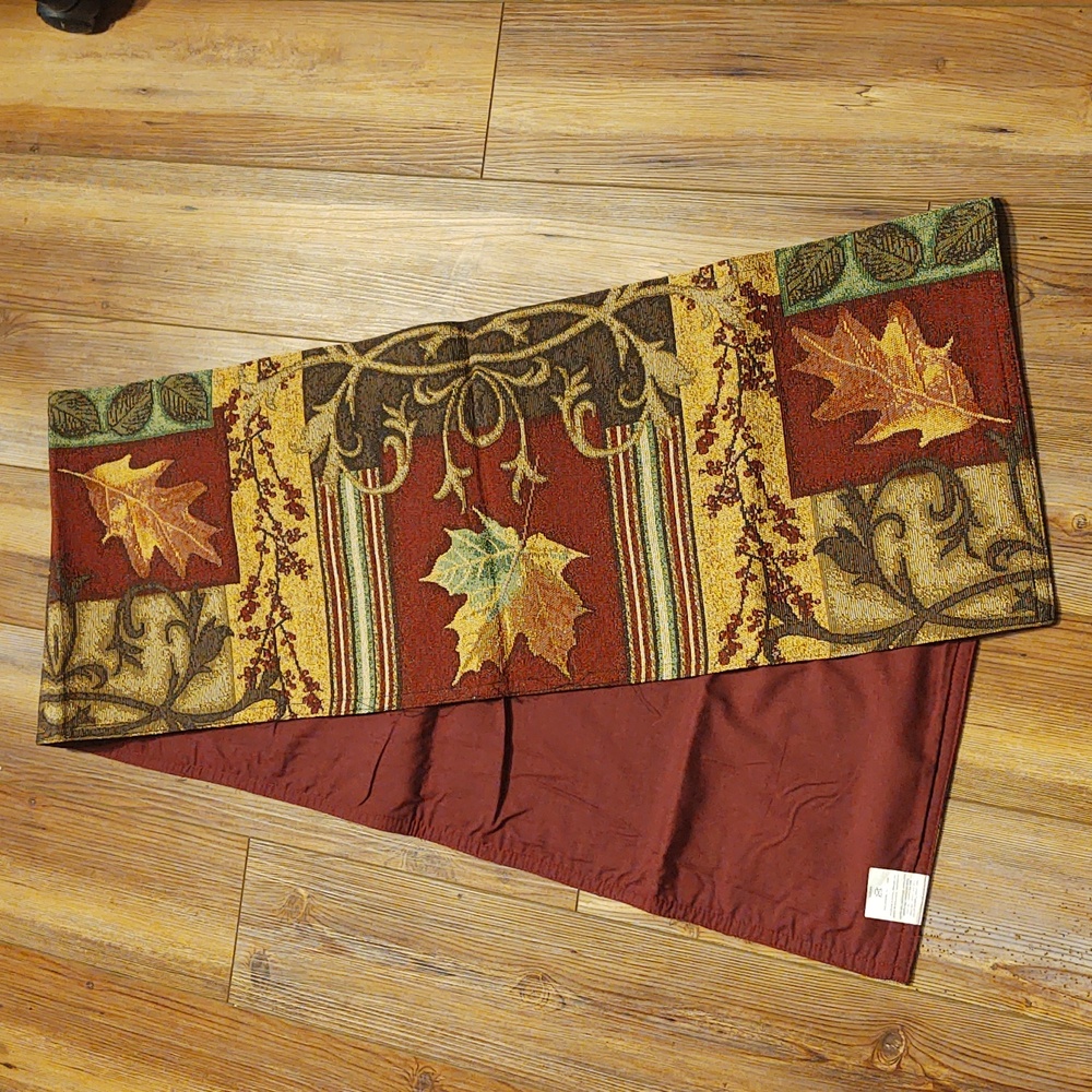 70" x 13" Fall / Autumn Leaves Tapestry Table Runner / Thanksgiving